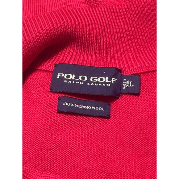 Ralph Lauren Polo Golf 1/4 Zip Sweater Wool Vest, Hot Pink, AAC, Size L - Picture 5 of 5